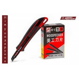 Леза для ножа 9 мм Woodpecker чорні 100 шт FD-404B + подарунок ніж FD-711