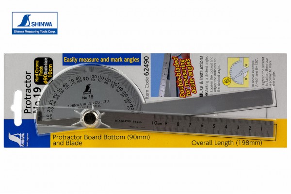 Угольник транспортир SHINWA 180° с двумя линейками