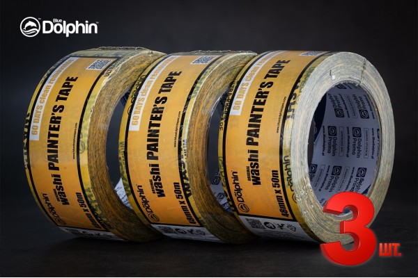 Малярна стрічка (скотч) Blue Dolphin 48мм х 50м WASHI XF7 3шт.