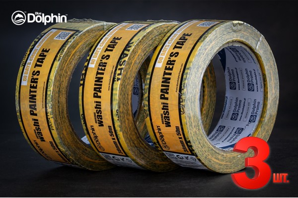 Малярна стрічка (скотч) Blue Dolphin 38мм х 50м WASHI XF7 3шт.