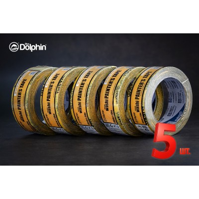 Малярна стрічка (скотч) 38мм х 50м Blue Dolphin WASHI XF7 рисовий папір 5 шт