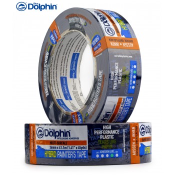 Малярна стрічка ПВХ (скотч) Blue Dolphin HYBRID гібридна 36 мм х 41 м синя (30 днів)
