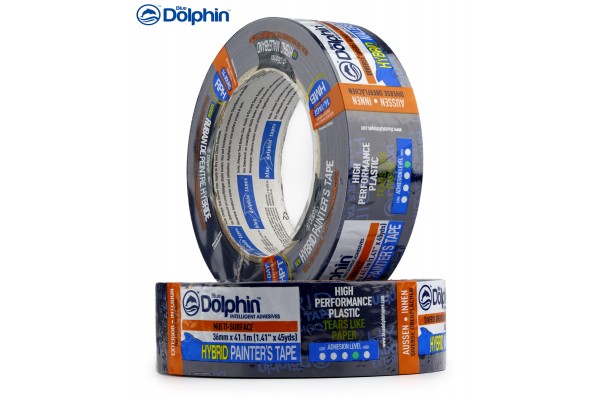 Малярна стрічка ПВХ (скотч) Blue Dolphin HYBRID гібридна 36 мм х 41 м синя (30 днів)