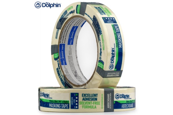 Малярна стрічка (скотч) Blue Dolphin маскувальна біла 25 мм х 50 м