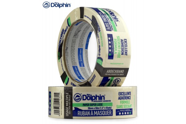Малярная лента (скотч) Blue Dolphin маскирующая белая 38 мм х 50 м
