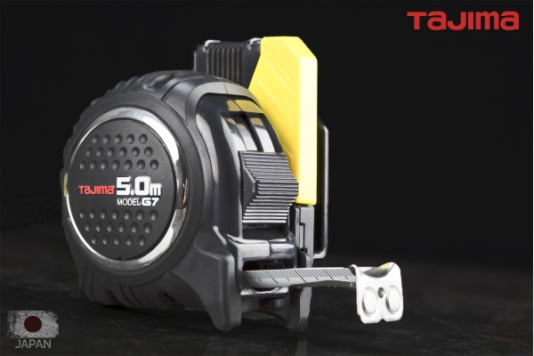 Рулетка строительная TAJIMA G7 LOCK  SFG7LM2550 магнитная, ударопрочная, усиленная лента, с держателем на пояс 25 мм х 5,0 м