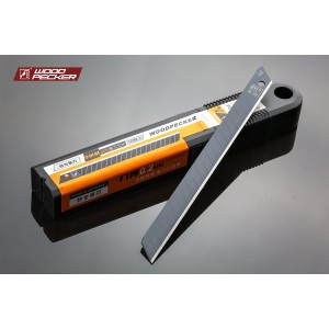 Леза для будівельного ножа 9 мм гнучкі подовжені Woodpecker чорні 10 шт FD-B20