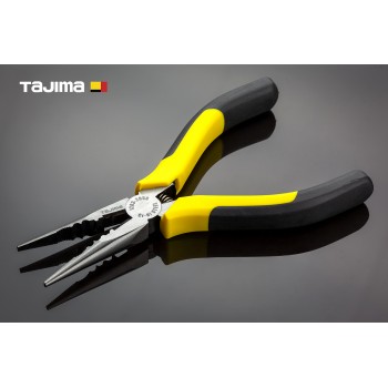 Плоскогубці (довгогубці) 160 мм TAJIMA (Японія) CrNi Хром-нікель, багатоцільові з ріжучою кромкою