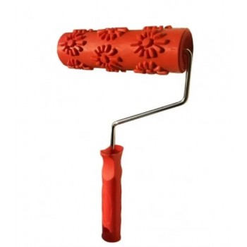 Валик структурний гумовий для декора 52х180мм 194T  квітка, червоний 