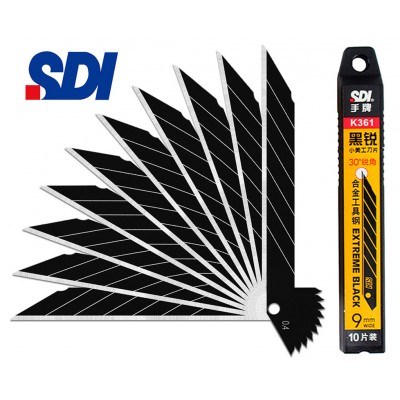 Леза для ножа 9мм кут 30° чорні 10 шт SDI K361