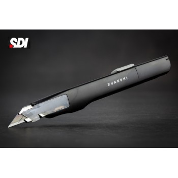 Ніж канцелярский 9 мм кут 30° чорний, автофіксатор SDI 0443C-K