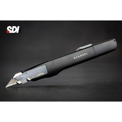 Нож канцелярский 9 мм угол 30° черный, автофиксатор SDI 0443C-K