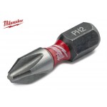 Ударна біта Milwaukee (милуокі) SHOCKWAVE хрест PH2 25 мм Impact (25 шт.) + магнітний тримач для біт