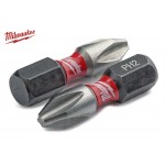 Ударна біта Milwaukee (милуокі) SHOCKWAVE хрест PH2 25 мм Impact (25 шт.) + магнітний тримач для біт