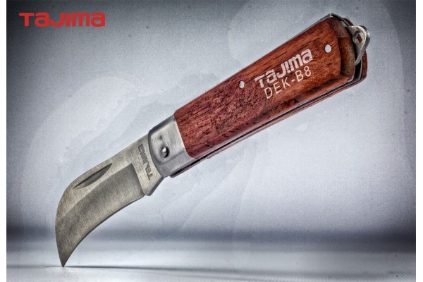 Технический нож электрика TAJIMA DEK-B8 загнутое лезвие