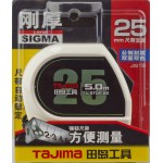 Рулетка строительная TAJIMA SIGMA SS2550 усиленная лента с автостопом 25 мм х 5 м