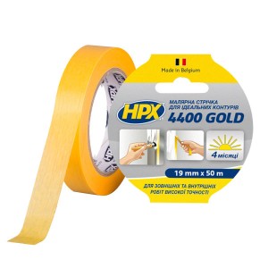Малярная лента HPX 4400 100°C 19 мм x 50 м "Идеальный контур" желтая