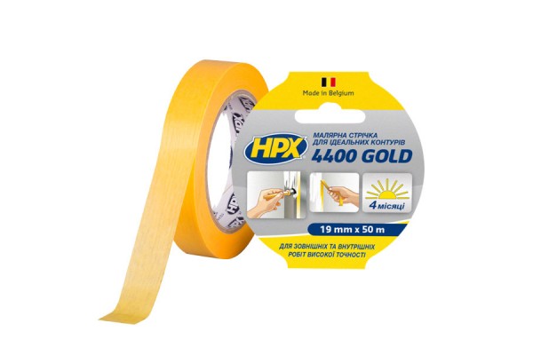 Малярна стрічка HPX 4400 100°C 19 мм x 50 м «Ідеальний контур» жовта
