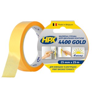 Малярная лента HPX 4400 100°C 25 мм x 25 м "Идеальный контур" желтая