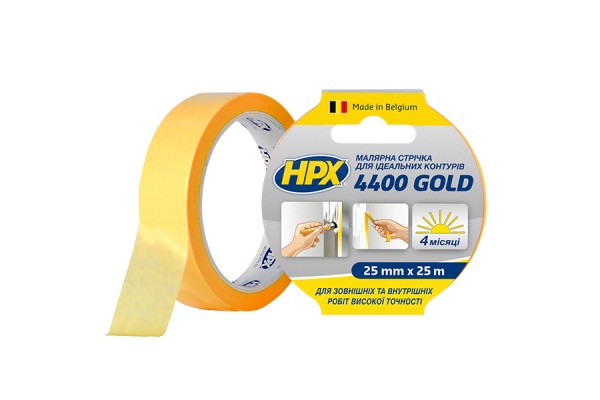 Малярна стрічка HPX 4400 100°C 25 мм x 25 м «Ідеальний контур» жовта