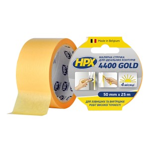 Малярная лента HPX 4400 100°C 50 мм x 25 м "Идеальный контур" желтая