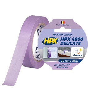 Маскирующая малярная лента HPX 4800 для деликатных поверхностей 25 мм x 50 м фиолетовая