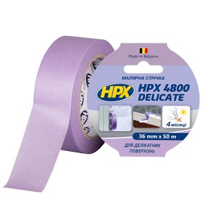 Маскирующая малярная лента HPX 4800 для деликатных поверхностей 38 мм x 50 м фиолетовая
