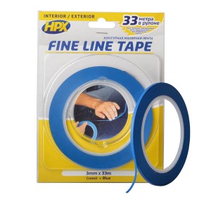 Малярна стрічка HPX FINE LINE для криволінійних форм 3 мм x 33 м темно-синя