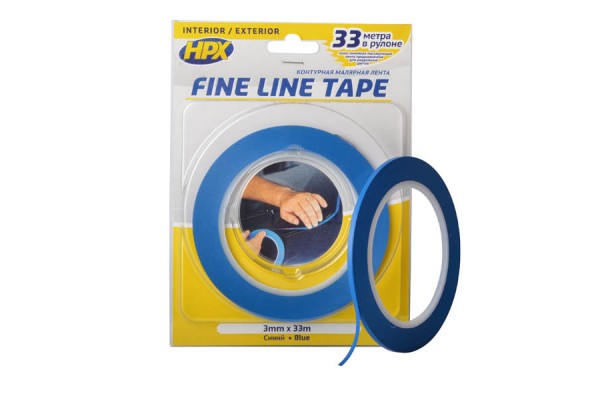 Малярная лента HPX FINE LINE для криволинейных форм 3 мм x 33 м темно-синяя