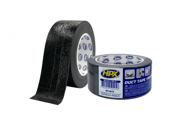 Клейка армована стрічка HPX Duct Tape Universal 1900 Black (сантехнічний скотч) 48 мм x 25 м чорна