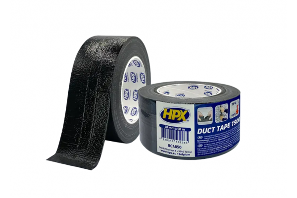 Клейка армована стрічка HPX Duct Tape Universal 1900 Black (сантехнічний скотч) 48 мм x 50 м чорна
