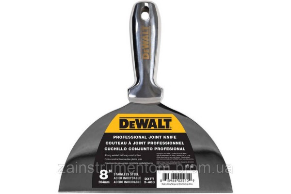 Шпатель DeWalt 8" 204 мм нержавеющая сталь металлическая ручка