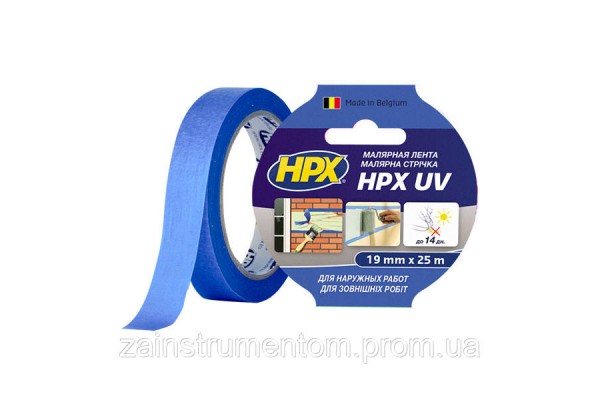 Маскирующая малярная лента HPX UV для наружных работ 19 мм x 25 м синяя