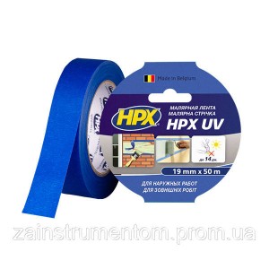 Маскирующая малярная лента HPX UV для наружных работ 19 мм x 50 м синяя