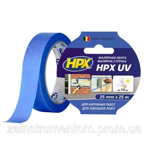 Маскирующая малярная лента HPX UV для наружных работ 25 мм x 25 м синяя