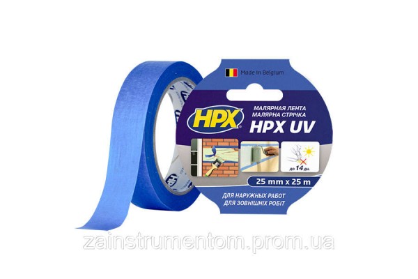 Маскуюча малярна стрічка HPX UV для зовнішніх робіт 25 мм x 25 м синя