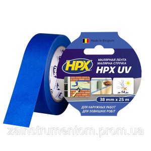 Маскувальна стрічка маляра HPX UV для зовнішніх робіт 38 мм x 25 м синя