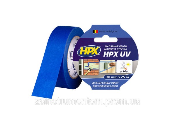 Маскирующая малярная лента HPX UV для наружных работ 38 мм x 25 м синяя