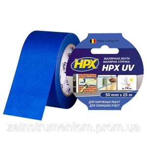 Маскирующая малярная лента HPX UV для наружных работ 50 мм x 25 м синяя