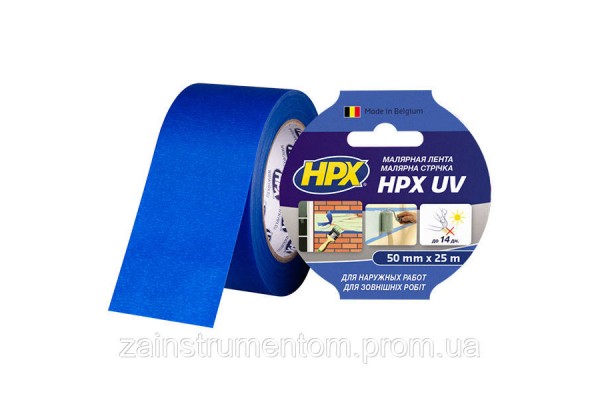 Маскуюча малярна стрічка HPX UV для зовнішніх робіт 50 мм x 25 м синя