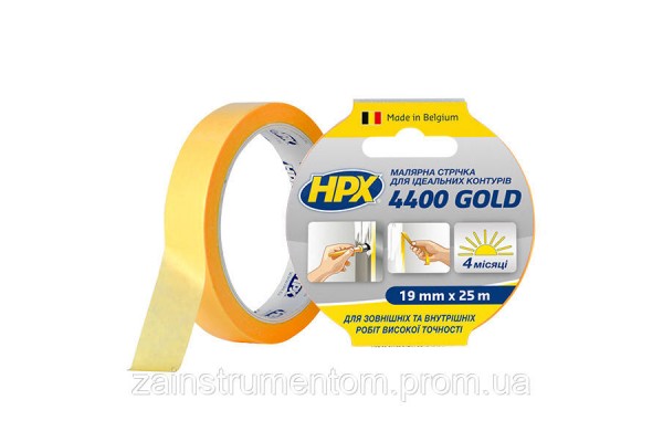 Малярная лента HPX 4400 100°C 19 мм x 25 м "Идеальный контур" желтая
