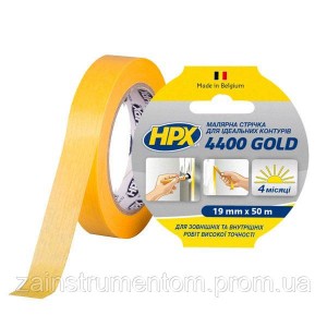 Малярная лента HPX 4400 100°C 19 мм x 50 м "Идеальный контур" желтая