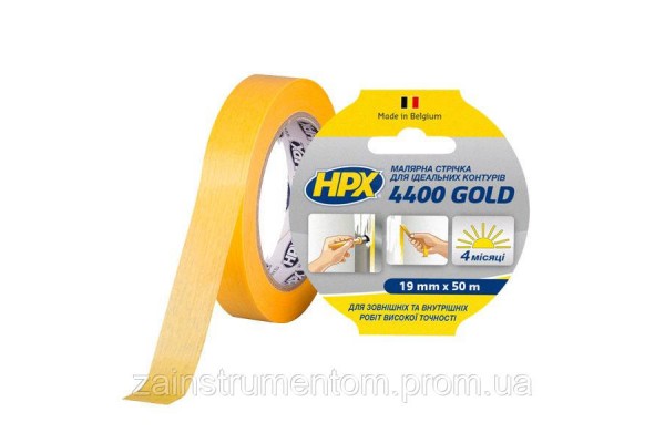 Малярная лента HPX 4400 100°C 19 мм x 50 м "Идеальный контур" желтая
