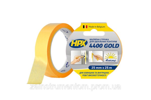 Малярна стрічка HPX 4400 100°C 25 мм x 25 м «Ідеальний контур» жовта