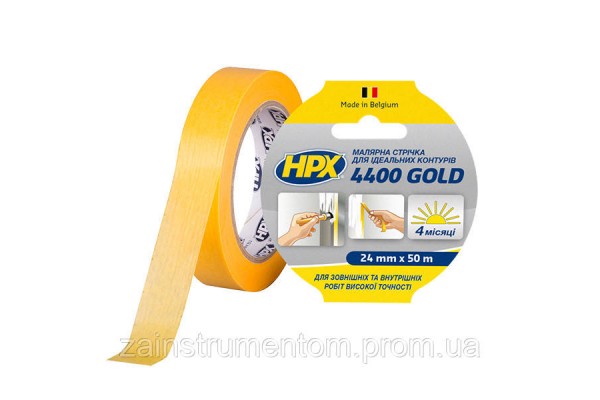 Малярная лента HPX 4400 100°C 25 мм x 50 м "Идеальный контур" желтая