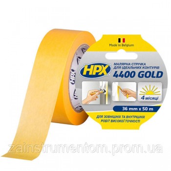 Малярная лента HPX 4400 100°C 38 мм x 50 м "Идеальный контур" желтая