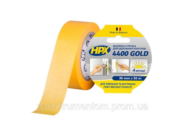Малярная лента HPX 4400 100°C 38 мм x 50 м "Идеальный контур" желтая