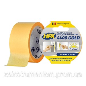 Малярная лента HPX 4400 100°C 50 мм x 25 м "Идеальный контур" желтая