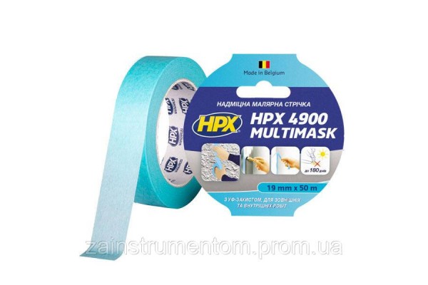 Малярна стрічка HPX 4900 MULTIMASK 120C 19 мм x 50 м надміцна блакитна