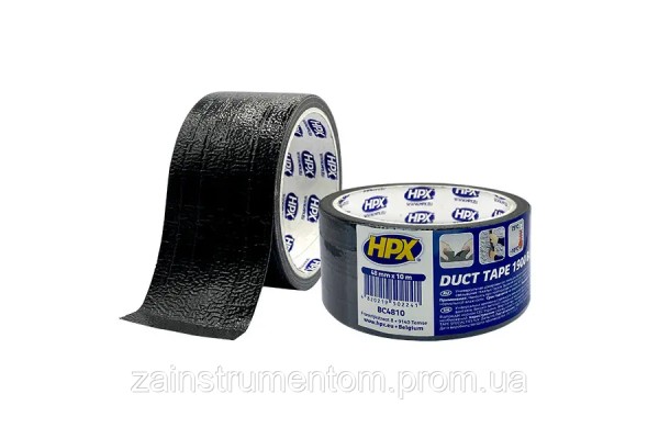 Клейка армована стрічка HPX Duct Tape Universal 1900 Black (сантехнічний скотч) 48 мм x 10 м чорна